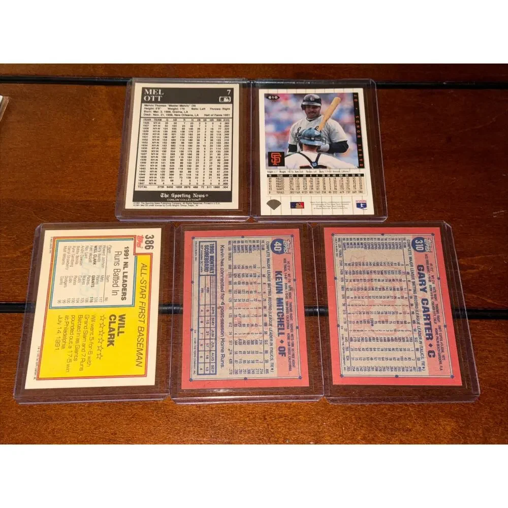 San Francisco Giants Baseball Cards Barry Bonds Gary Carter Will Clark tapp